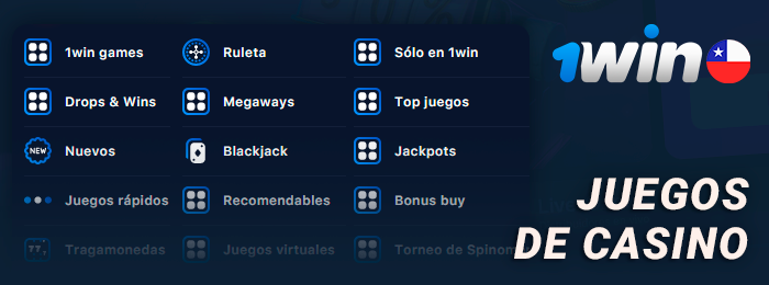 Categorías de juegos de casino en el sitio web de 1Win