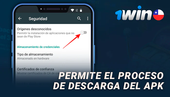 Permiso para instalar la aplicación 1Win en su teléfono Android