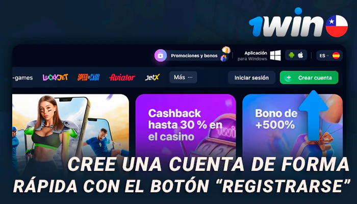 Regístrese en el sitio web de 1Win para obtener un depósito