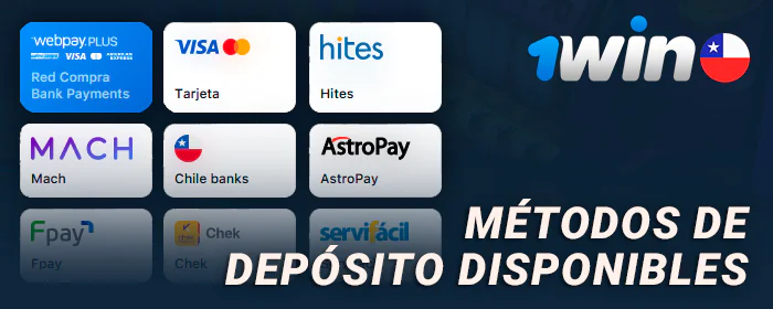 Métodos para depositar dinero en 1Win Chile jugador