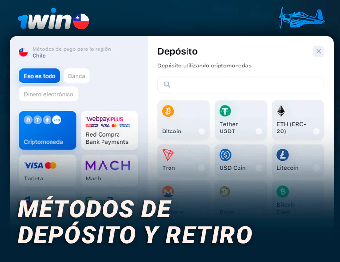 Métodos de pago en 1Win para el juego Aviator