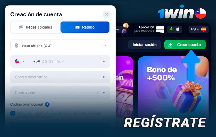 Crear una cuenta en 1Win Casino