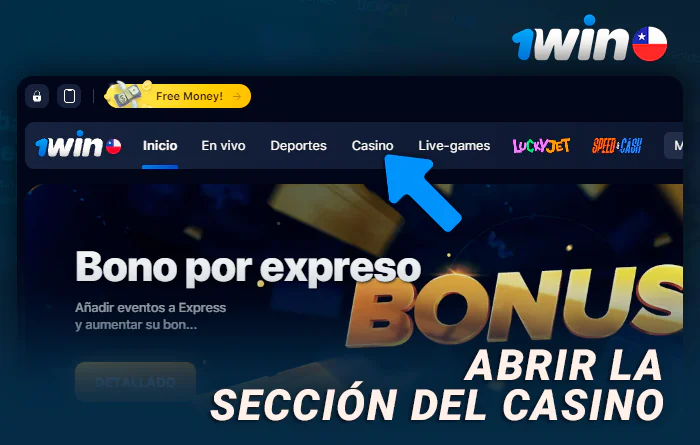 Vaya a la sección de casino del sitio web de 1Win