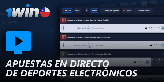 Apuestas en vivo de eSports en 1win Chile