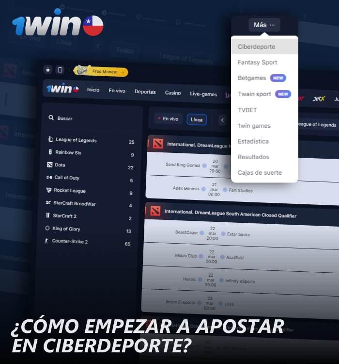 Guía para apostar en ciberdeportes en 1win Chile