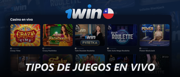 Variedad de juegos en vivo 1win Chile